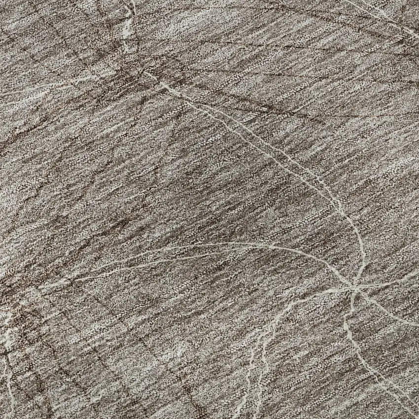 Taupe And Ivory Geometric Washable Area Rug With UV Protection Photo 9