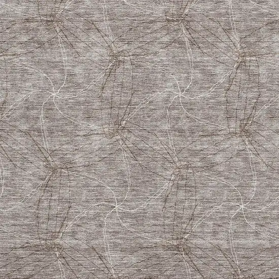 Taupe And Ivory Geometric Washable Area Rug With UV Protection Photo 2