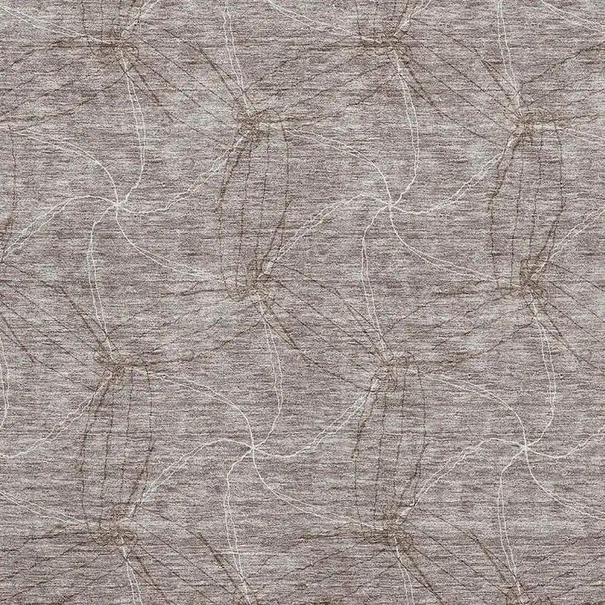 Taupe And Ivory Geometric Washable Area Rug With UV Protection Photo 2