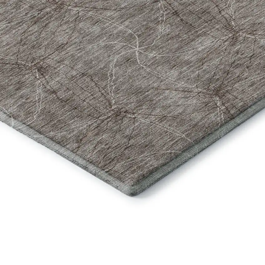 Taupe And Ivory Geometric Washable Area Rug With UV Protection Photo 7