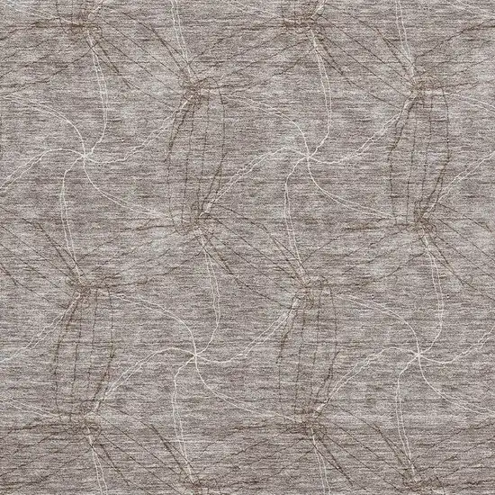 Taupe And Ivory Geometric Washable Area Rug With UV Protection Photo 2