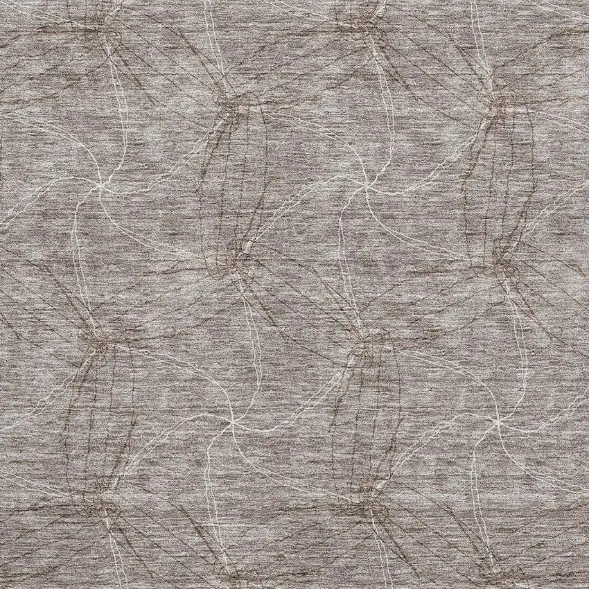 Taupe And Ivory Geometric Washable Area Rug With UV Protection Photo 2