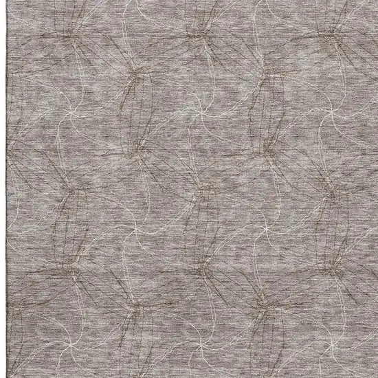 Taupe And Ivory Geometric Washable Area Rug With UV Protection Photo 3