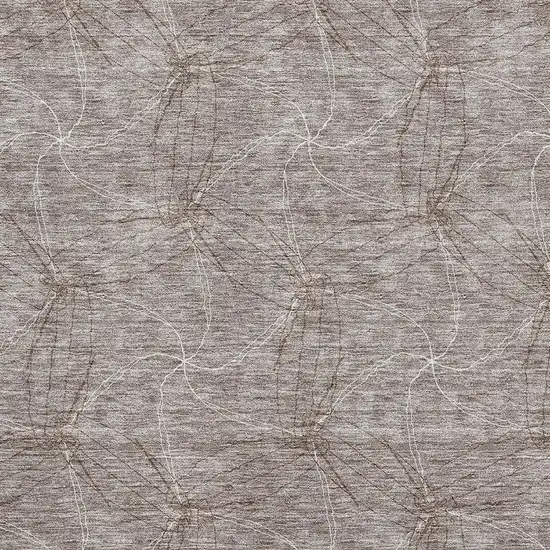 Taupe And Ivory Geometric Washable Area Rug With UV Protection Photo 2