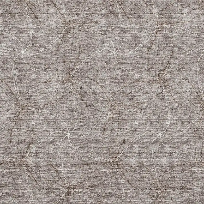 Taupe And Ivory Geometric Washable Area Rug With UV Protection Photo 2