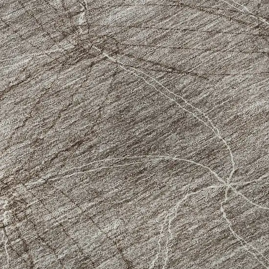 Taupe And Ivory Geometric Washable Area Rug With UV Protection Photo 9