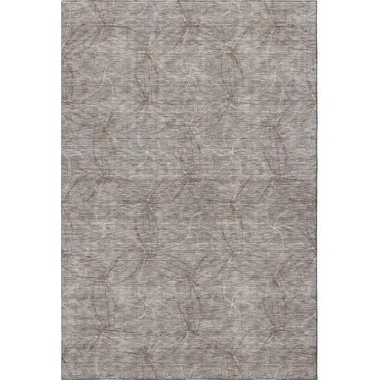 Taupe And Ivory Geometric Washable Area Rug With UV Protection Photo 3
