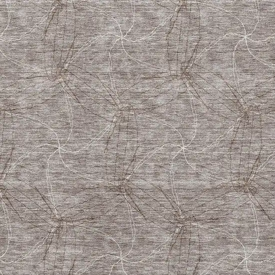 Taupe And Ivory Geometric Washable Area Rug With UV Protection Photo 2