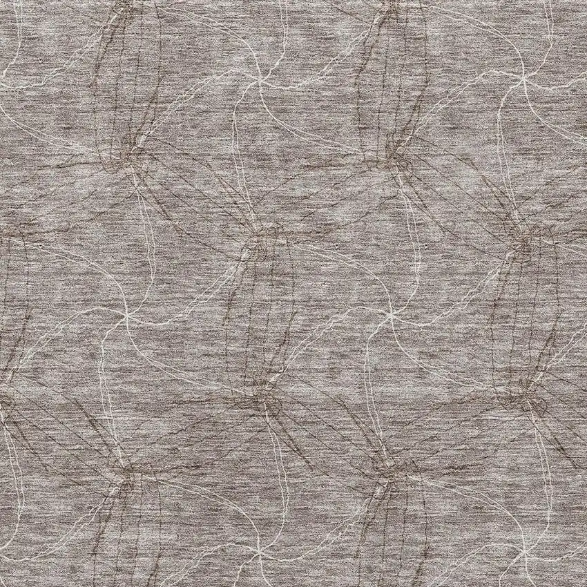 Taupe And Ivory Geometric Washable Area Rug With UV Protection Photo 2