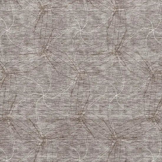 Taupe And Ivory Geometric Washable Area Rug With UV Protection Photo 2