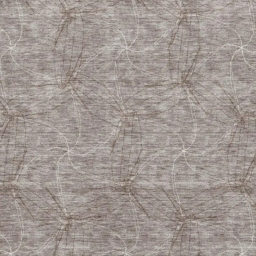 Taupe And Ivory Geometric Washable Area Rug With UV Protection Photo 2