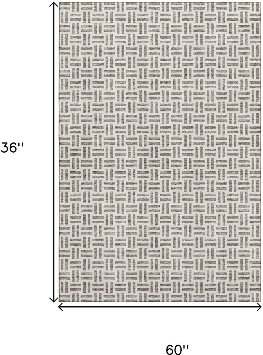 Taupe And Ivory Geometric Washable Area Rug With UV Protection Photo 8