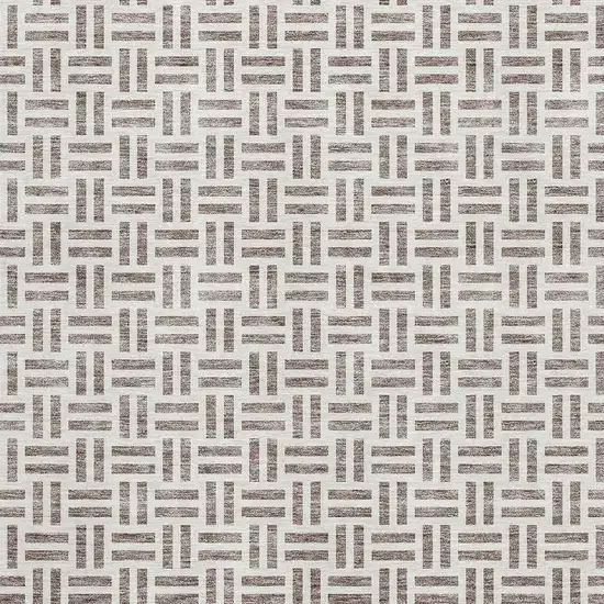 Taupe And Ivory Geometric Washable Area Rug With UV Protection Photo 3