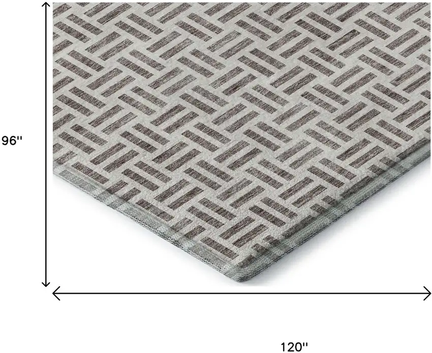 Taupe And Ivory Geometric Washable Area Rug With UV Protection Photo 8