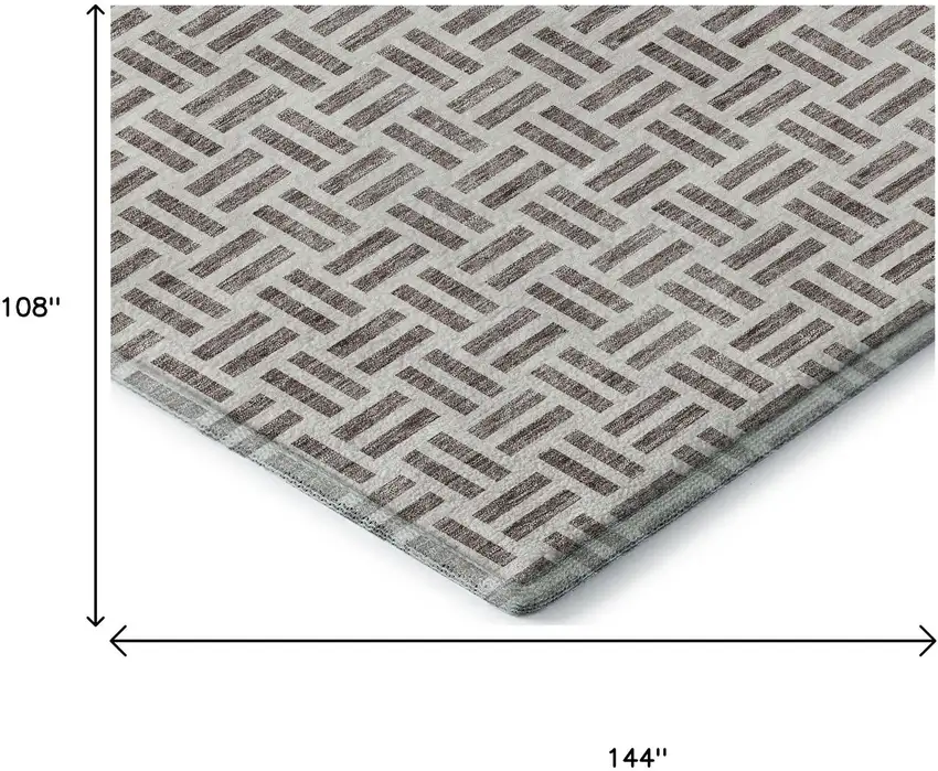 Taupe And Ivory Geometric Washable Area Rug With UV Protection Photo 9