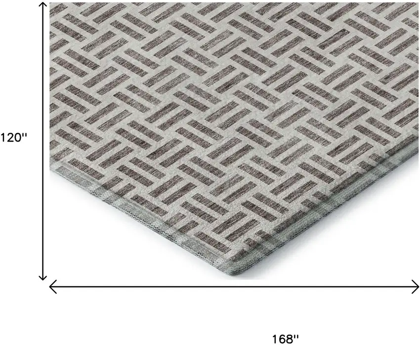 Taupe And Ivory Geometric Washable Area Rug With UV Protection Photo 9