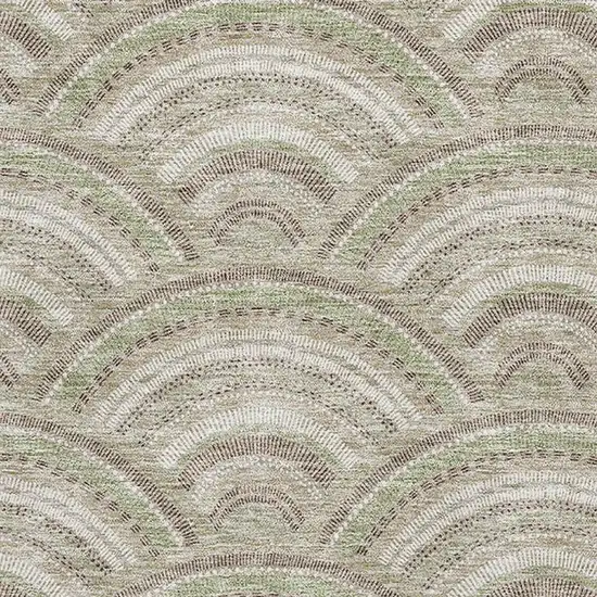 Taupe And Ivory Geometric Washable Area Rug With UV Protection Photo 2