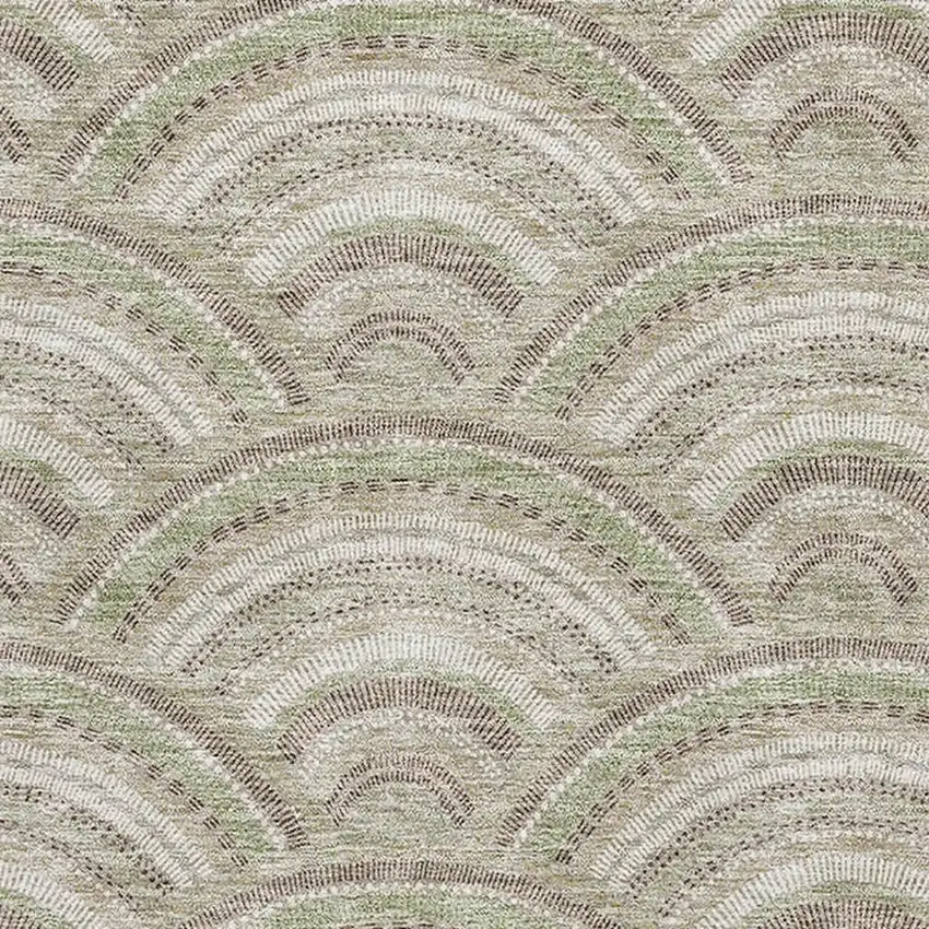 Taupe And Ivory Geometric Washable Area Rug With UV Protection Photo 2