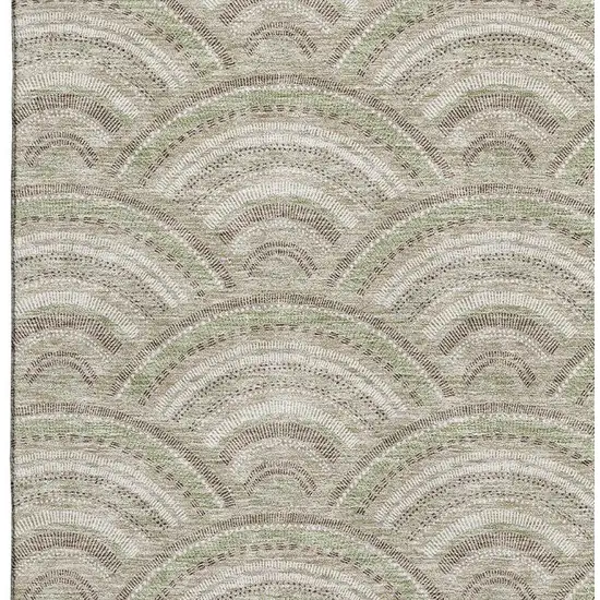 Taupe And Ivory Geometric Washable Area Rug With UV Protection Photo 2