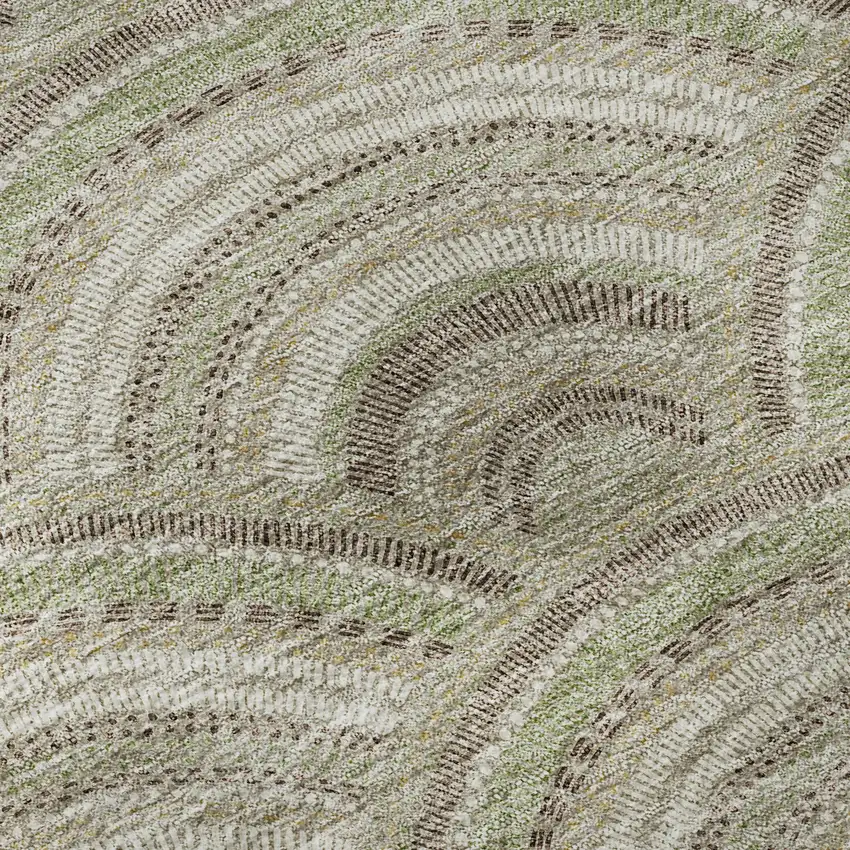 Taupe And Ivory Geometric Washable Area Rug With UV Protection Photo 9