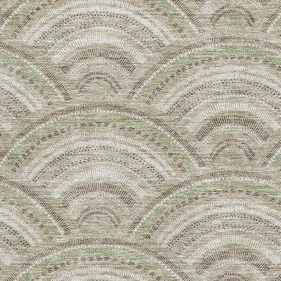 Taupe And Ivory Geometric Washable Area Rug With UV Protection Photo 2