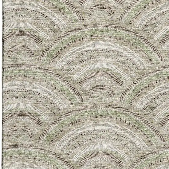 Taupe And Ivory Geometric Washable Area Rug With UV Protection Photo 2
