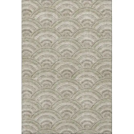Taupe And Ivory Geometric Washable Area Rug With UV Protection Photo 3