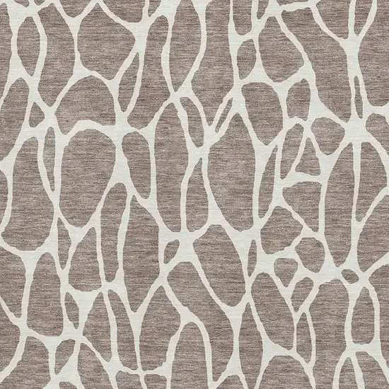 Taupe And Ivory Geometric Washable Area Rug With UV Protection Photo 2