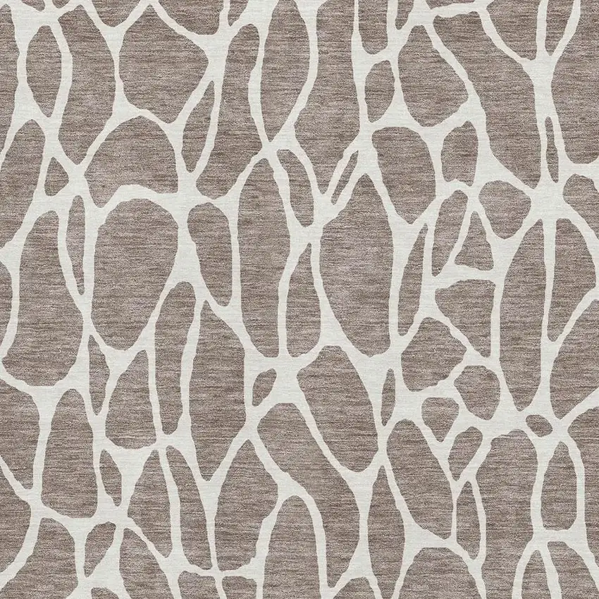 Taupe And Ivory Geometric Washable Area Rug With UV Protection Photo 2