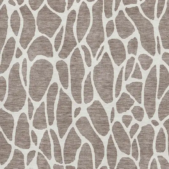 Taupe And Ivory Geometric Washable Area Rug With UV Protection Photo 2
