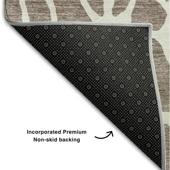 Taupe And Ivory Geometric Washable Area Rug With UV Protection Photo 6