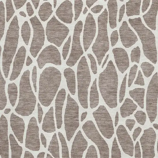 Taupe And Ivory Geometric Washable Area Rug With UV Protection Photo 2