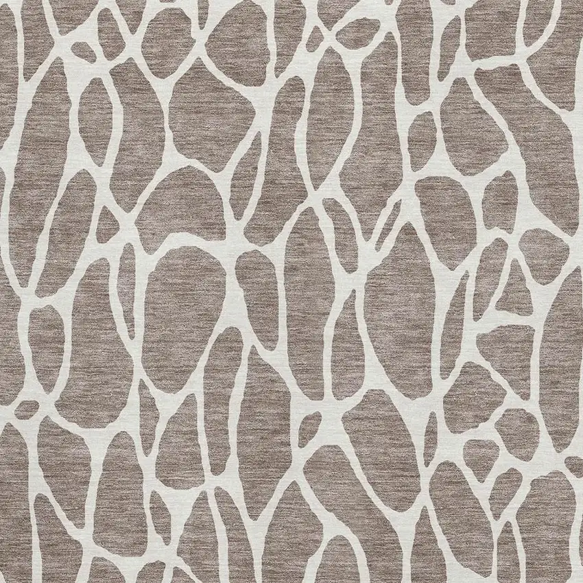 Taupe And Ivory Geometric Washable Area Rug With UV Protection Photo 2
