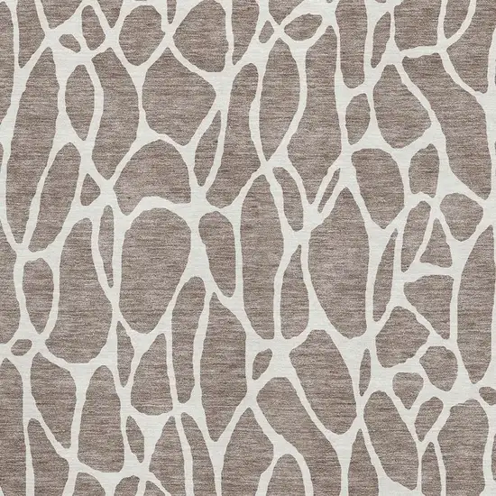 Taupe And Ivory Geometric Washable Area Rug With UV Protection Photo 2