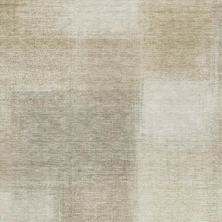 Taupe And Ivory Geometric Washable Area Rug With UV Protection Photo 4