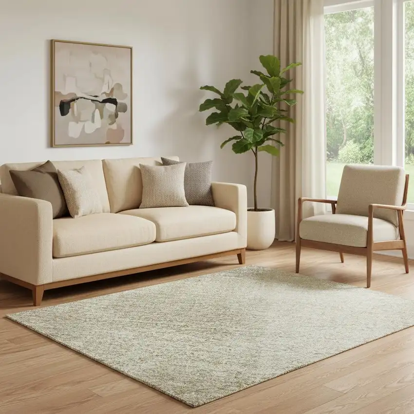 Taupe And Ivory Geometric Washable Area Rug With UV Protection Photo 2