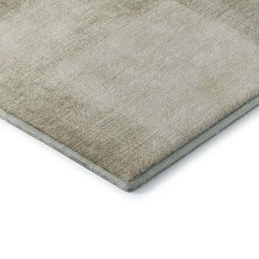 Taupe And Ivory Geometric Washable Area Rug With UV Protection Photo 7