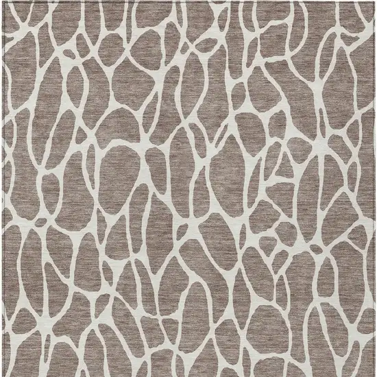 Taupe And Ivory Geometric Washable Indoor Outdoor Area Rug Photo 7
