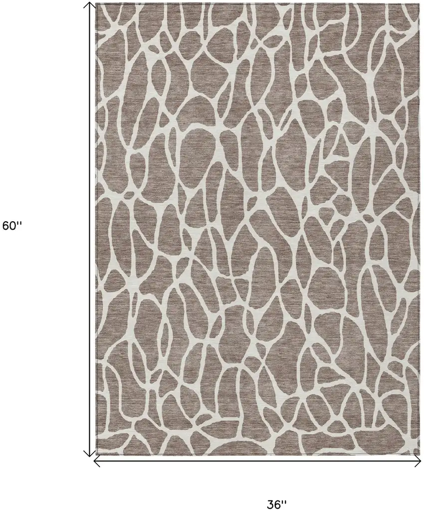 Taupe And Ivory Geometric Washable Indoor Outdoor Area Rug Photo 3