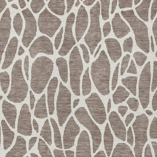 Taupe And Ivory Geometric Washable Indoor Outdoor Area Rug Photo 6