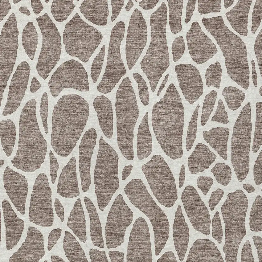Taupe And Ivory Geometric Washable Indoor Outdoor Area Rug Photo 6