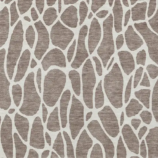 Taupe And Ivory Geometric Washable Indoor Outdoor Area Rug Photo 6