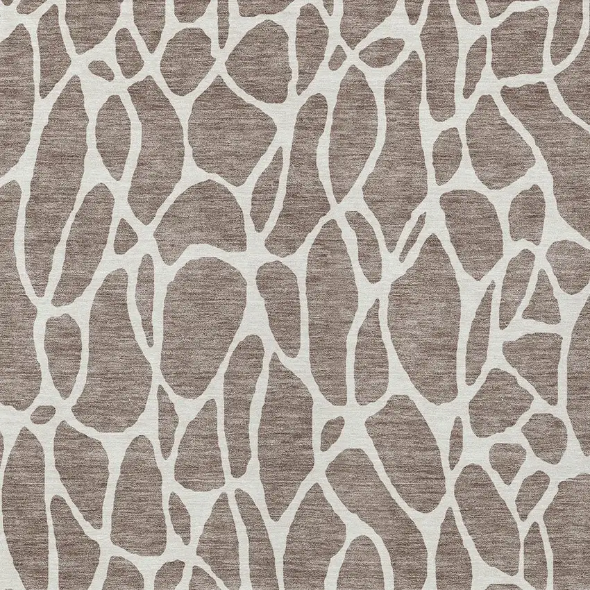 Taupe And Ivory Geometric Washable Indoor Outdoor Area Rug Photo 6