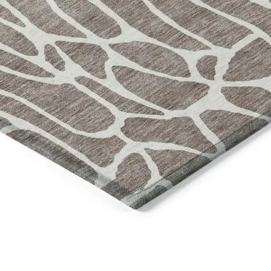 Taupe And Ivory Geometric Washable Indoor Outdoor Area Rug Photo 5
