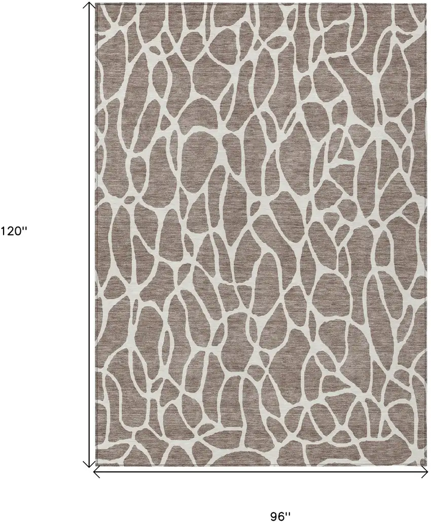 Taupe And Ivory Geometric Washable Indoor Outdoor Area Rug Photo 3