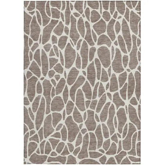 Taupe And Ivory Geometric Washable Indoor Outdoor Area Rug Photo 7