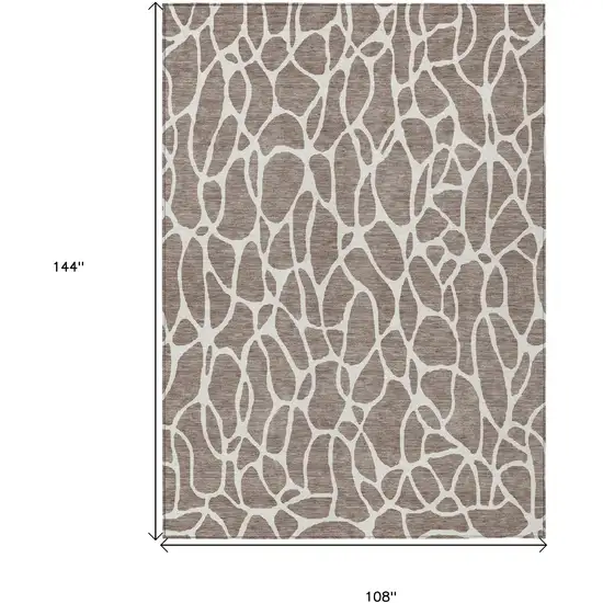 Taupe And Ivory Geometric Washable Indoor Outdoor Area Rug Photo 3