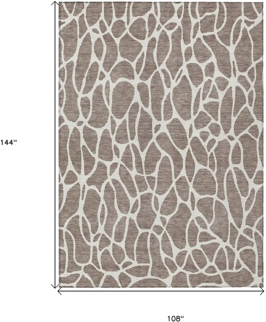 Taupe And Ivory Geometric Washable Indoor Outdoor Area Rug Photo 3