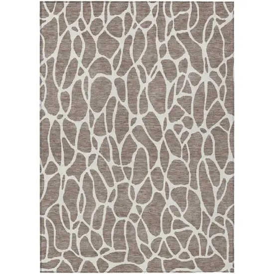 Taupe And Ivory Geometric Washable Indoor Outdoor Area Rug Photo 2