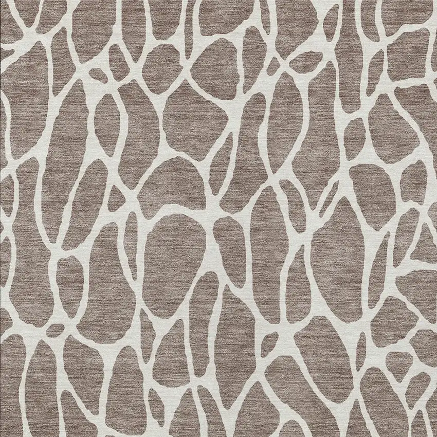 Taupe And Ivory Geometric Washable Indoor Outdoor Area Rug Photo 6